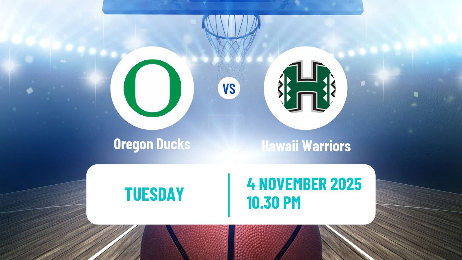 Basketball NCAA College Basketball Oregon Ducks - Hawaii Warriors