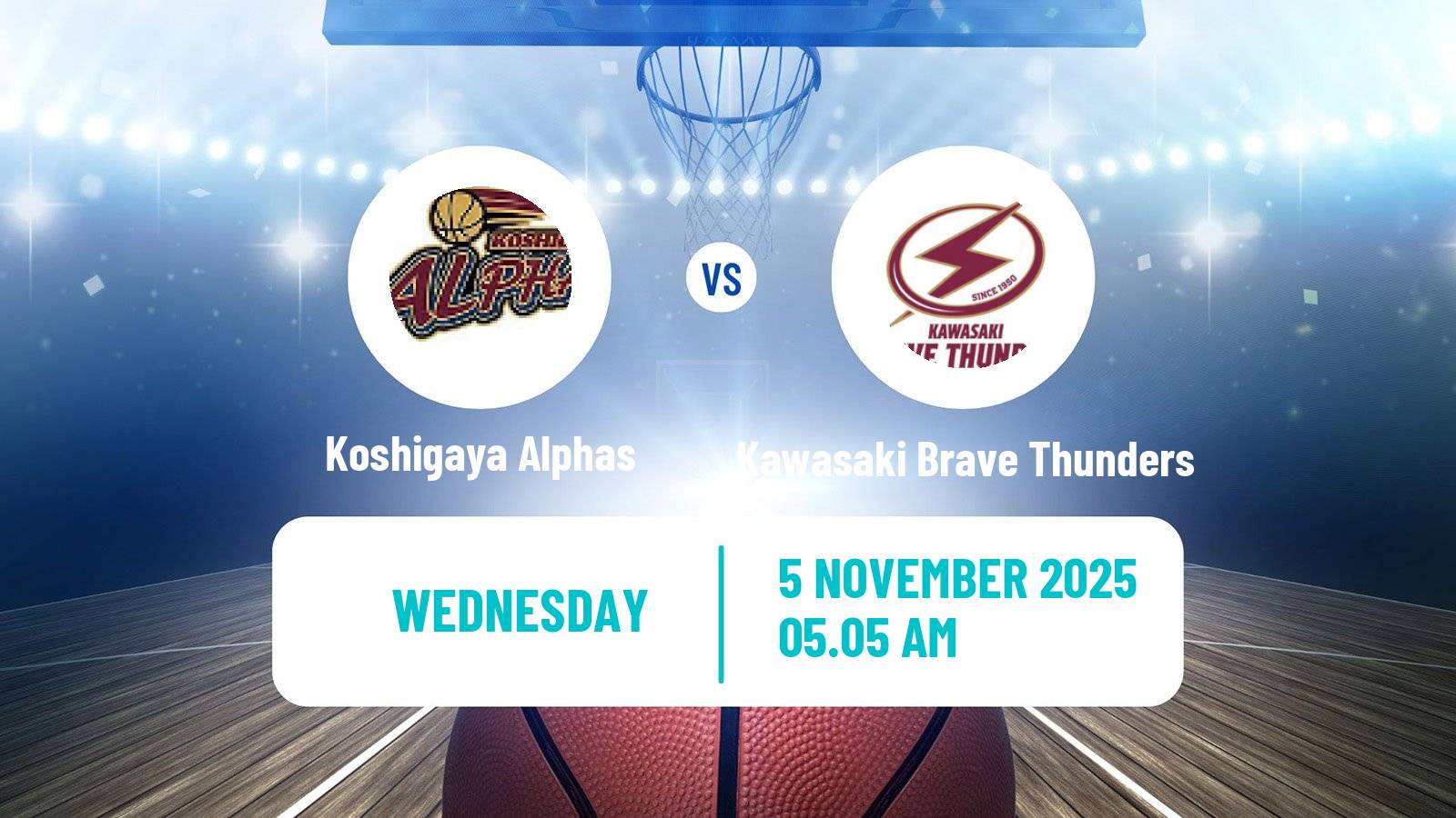 Basketball BJ League Koshigaya Alphas - Kawasaki Brave Thunders