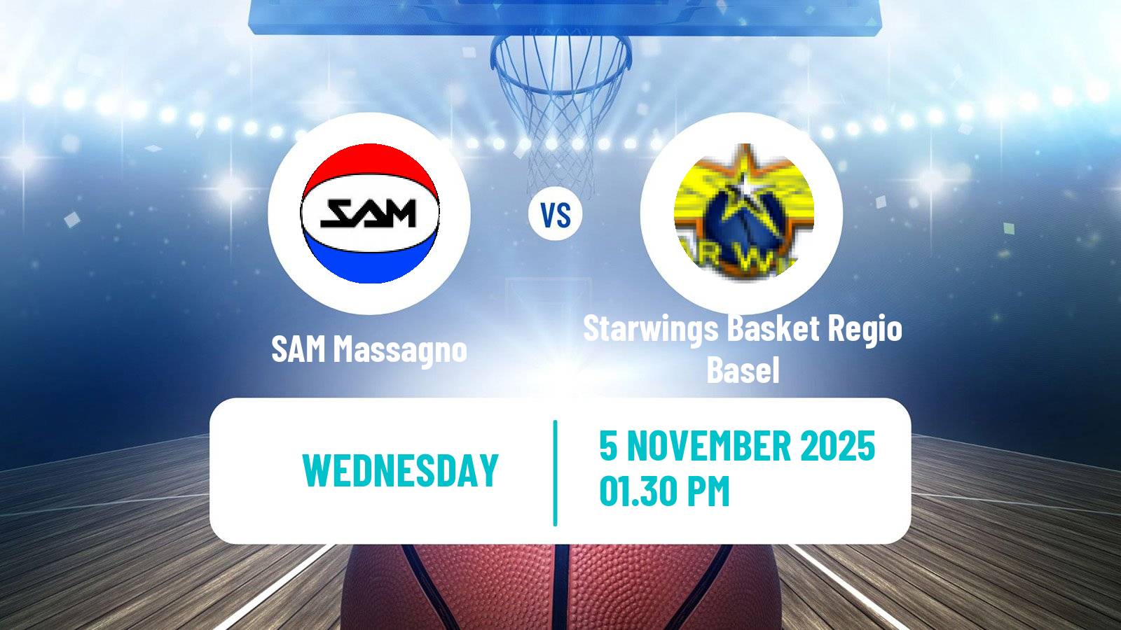Basketball Swiss SB League Basketball SAM Massagno - Starwings Basket Regio Basel