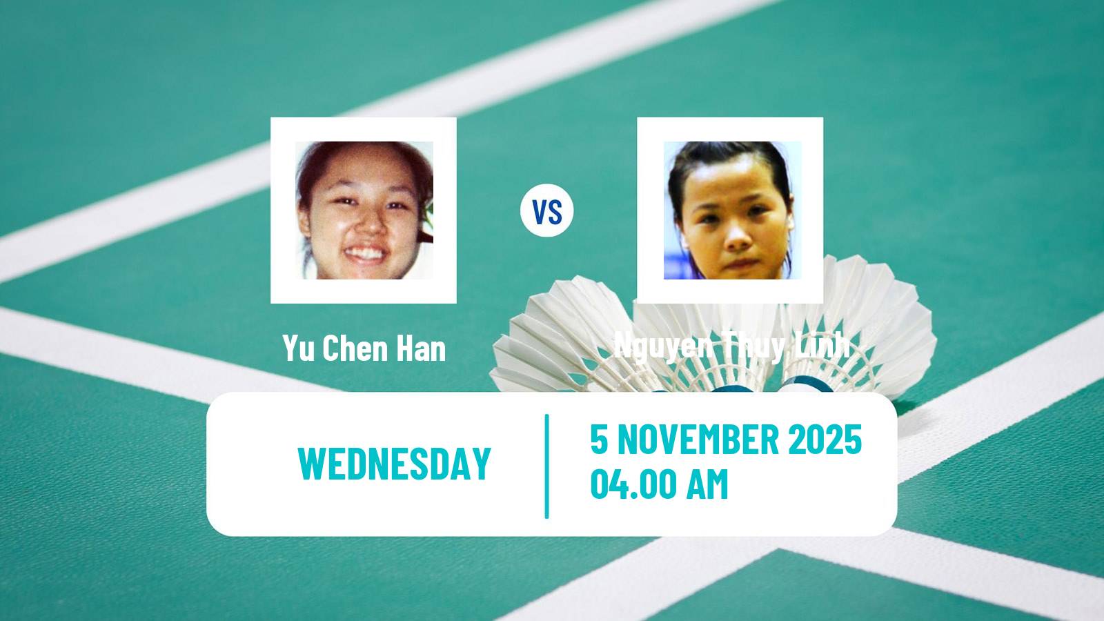 Badminton BWF World Tour Women Korea Masters Yu Chen Han - Nguyen Thuy Linh