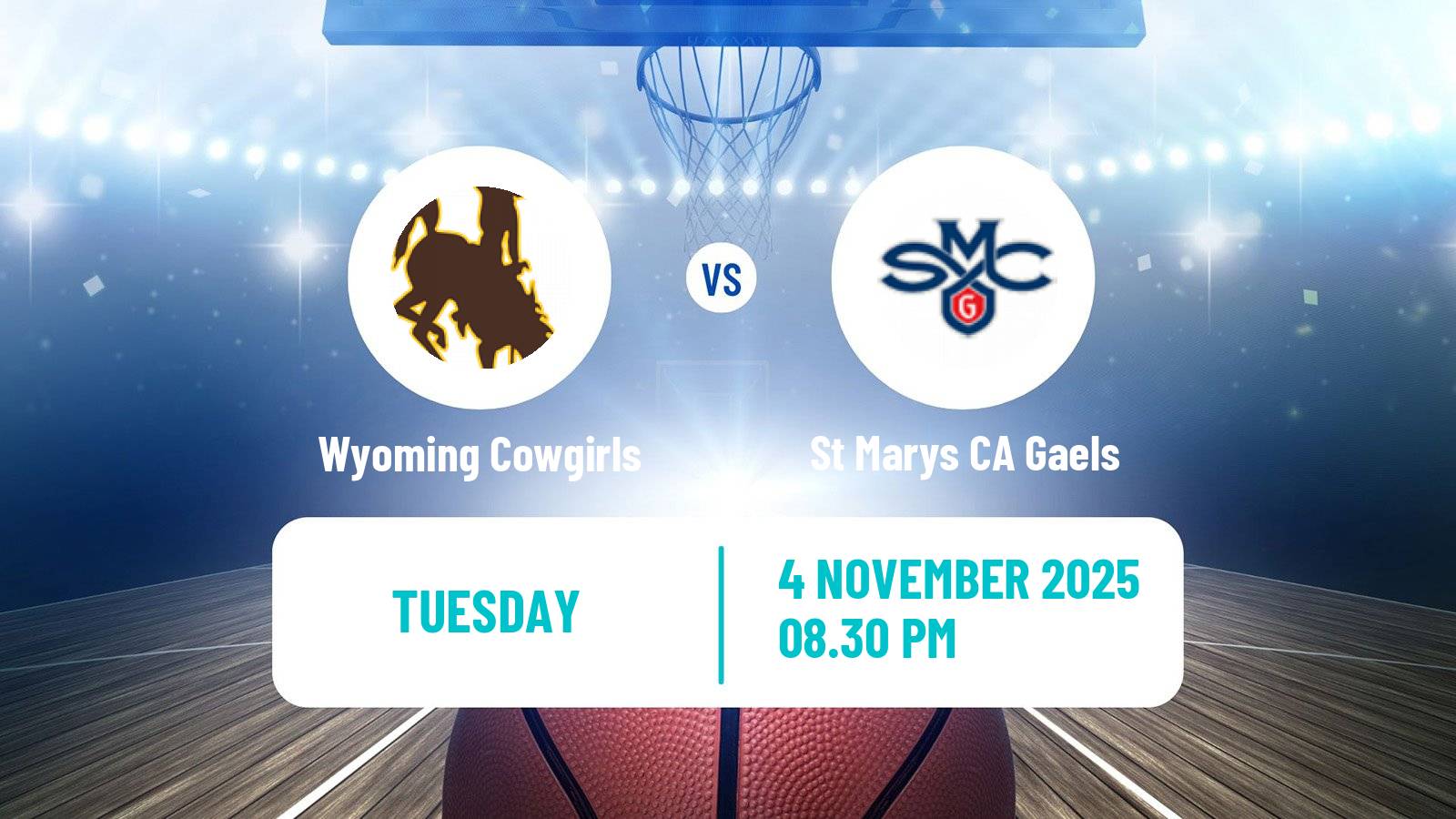 Basketball NCAA College Basketball Women Wyoming Cowgirls - St Marys CA Gaels
