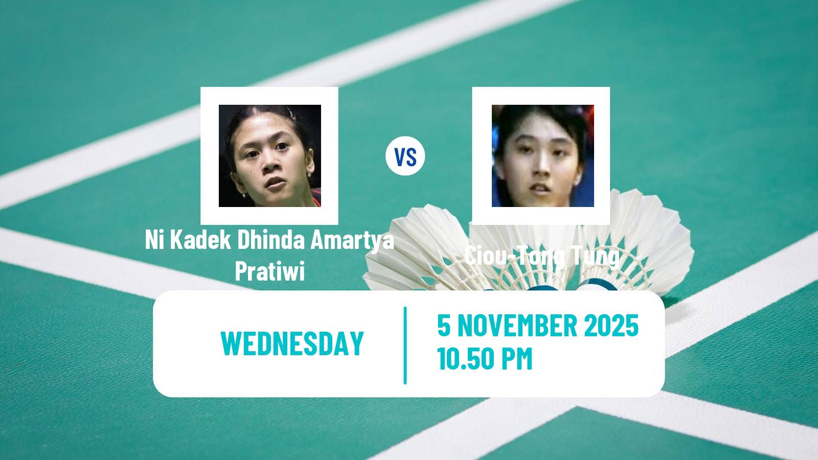 Badminton BWF World Tour Women Korea Masters Ni Kadek Dhinda Amartya Pratiwi - Ciou-Tong Tung