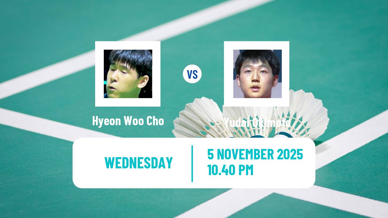 Badminton BWF World Tour Men Korea Masters Hyeon Woo Cho - Yudai Okimoto