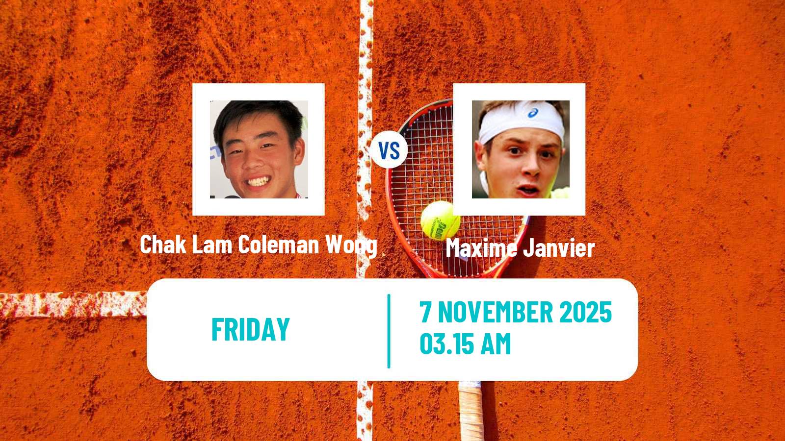 Tennis Taipei Challenger Men Chak Lam Coleman Wong - Maxime Janvier
