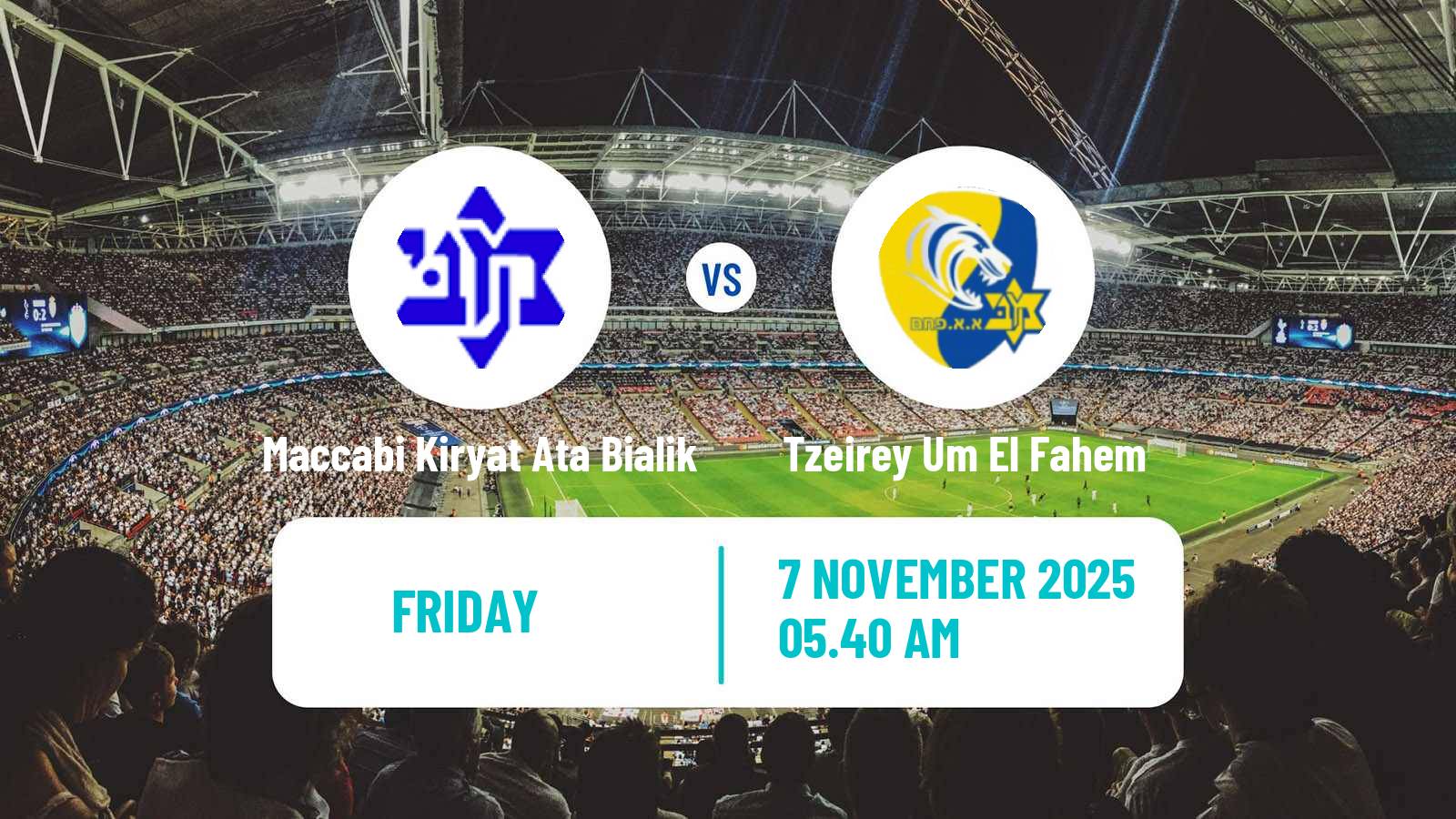 Football Israeli Liga Alef North Maccabi Kiryat Ata Bialik - Tzeirey Um El Fahem