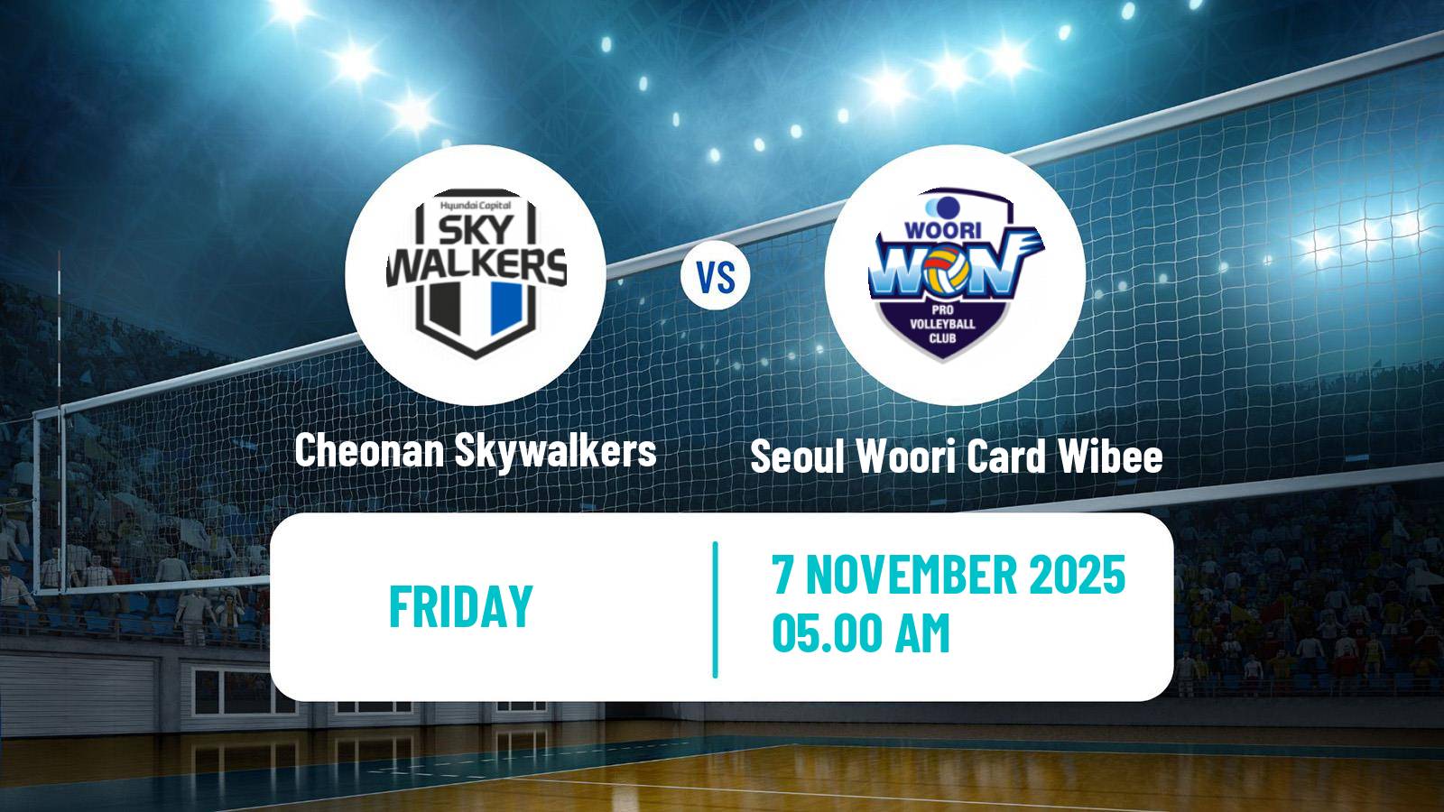 Volleyball South Korean V-League Cheonan Skywalkers - Seoul Woori Card Wibee