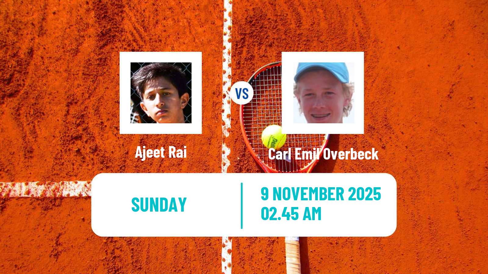 Tennis Brisbane 3 Challenger Men Ajeet Rai - Carl Emil Overbeck