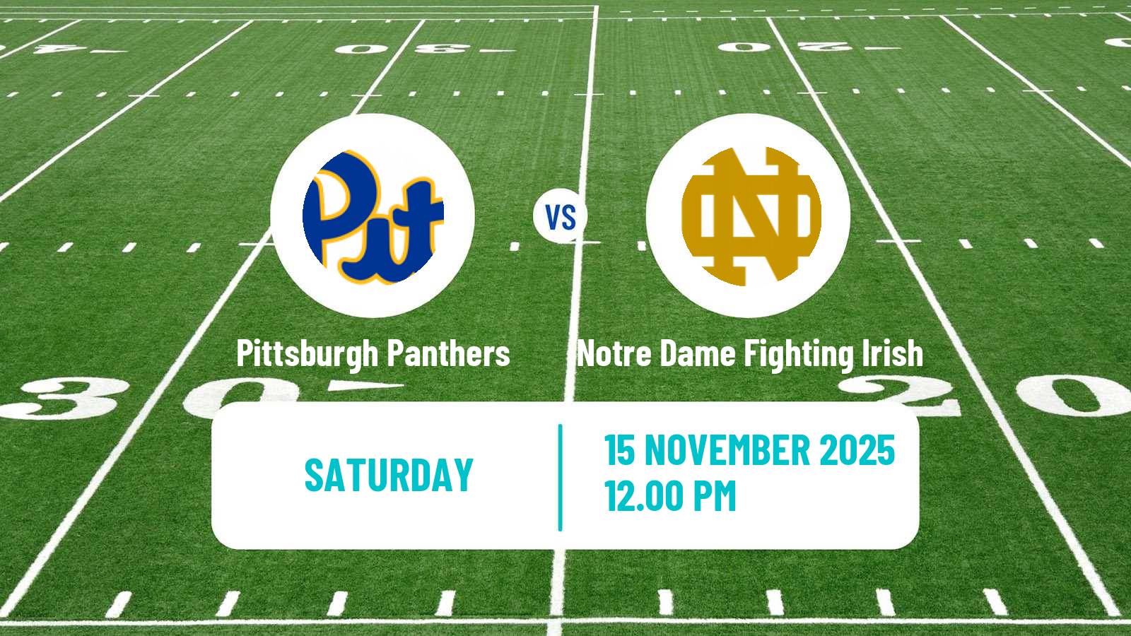 American football NCAA College Football Pittsburgh Panthers - Notre Dame Fighting Irish