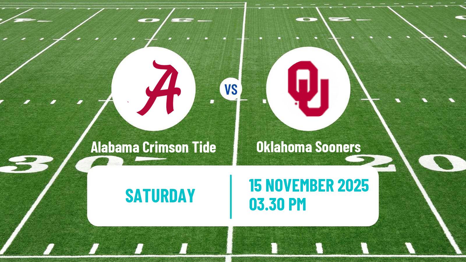 American football NCAA College Football Alabama Crimson Tide - Oklahoma Sooners