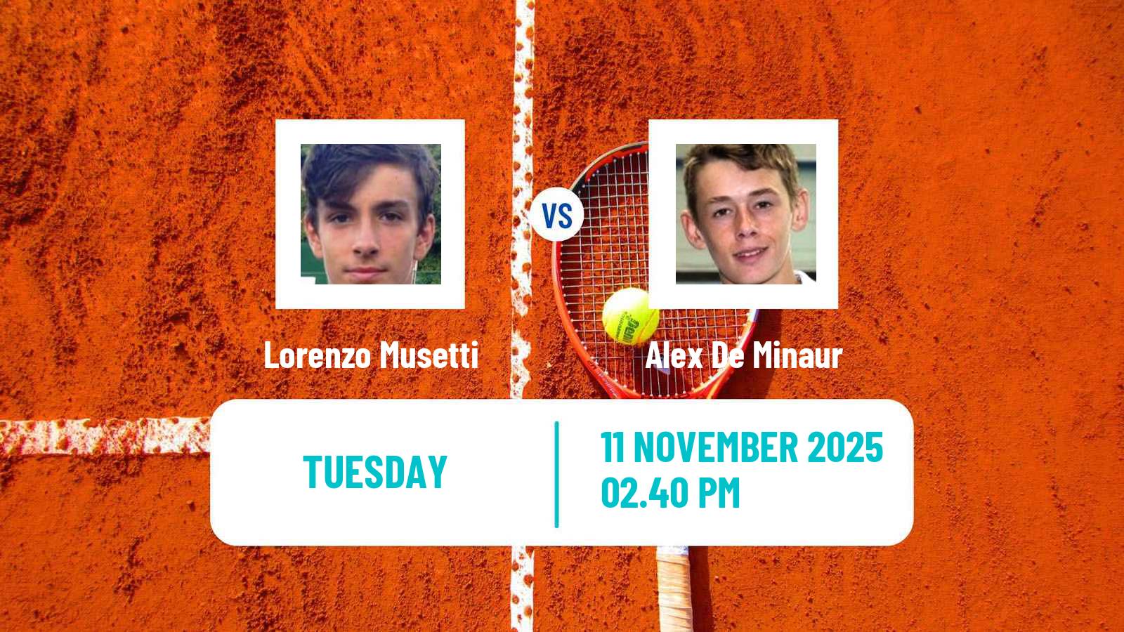 Tennis ATP World Tour Finals Lorenzo Musetti - Alex De Minaur