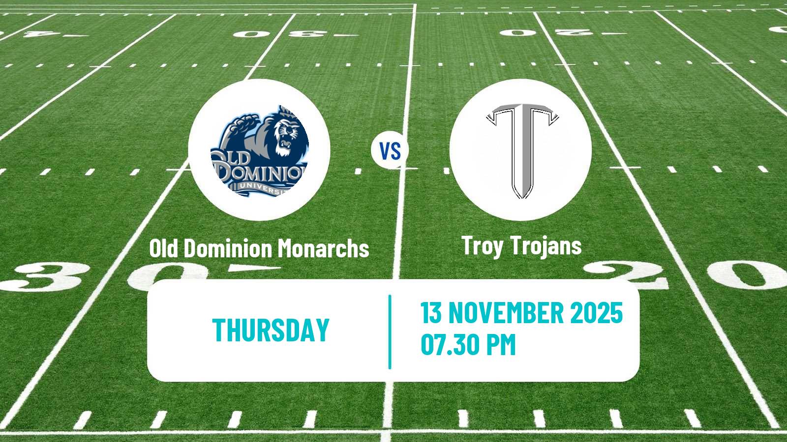 American football NCAA College Football Old Dominion Monarchs - Troy Trojans