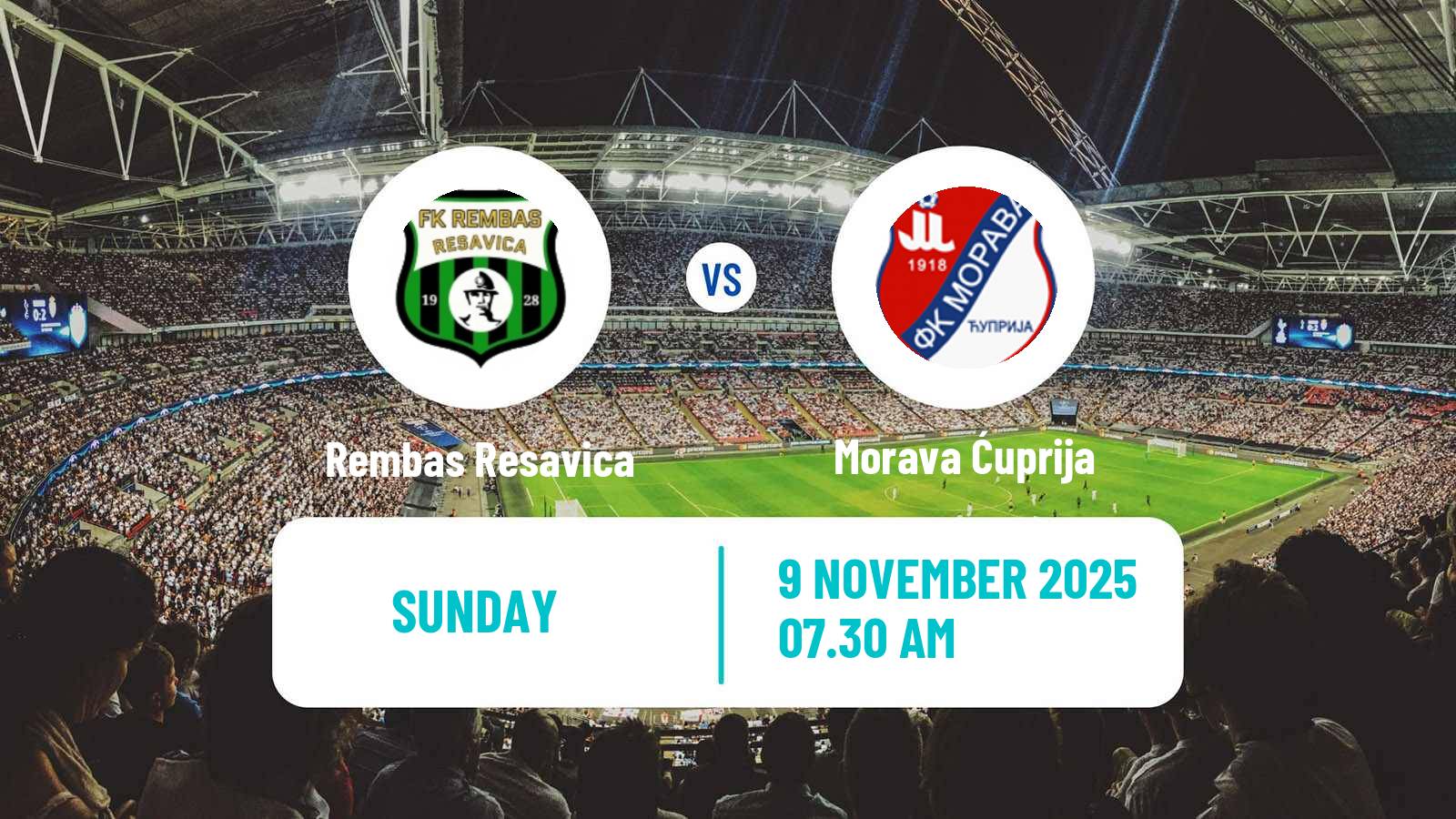 Soccer Serbian Srpska Liga - East Rembas Resavica - Morava Ćuprija