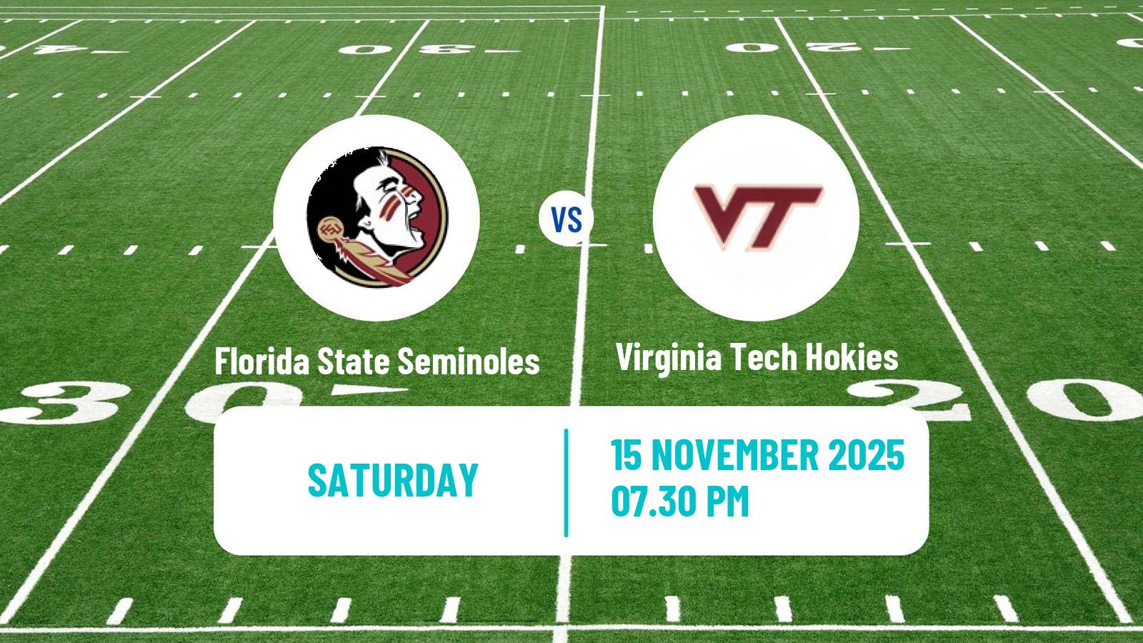 American football NCAA College Football Florida State Seminoles - Virginia Tech Hokies