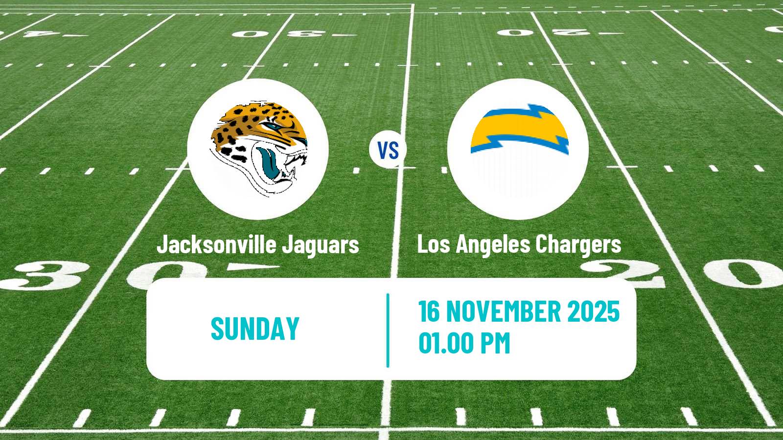 American football NFL Jacksonville Jaguars - Los Angeles Chargers