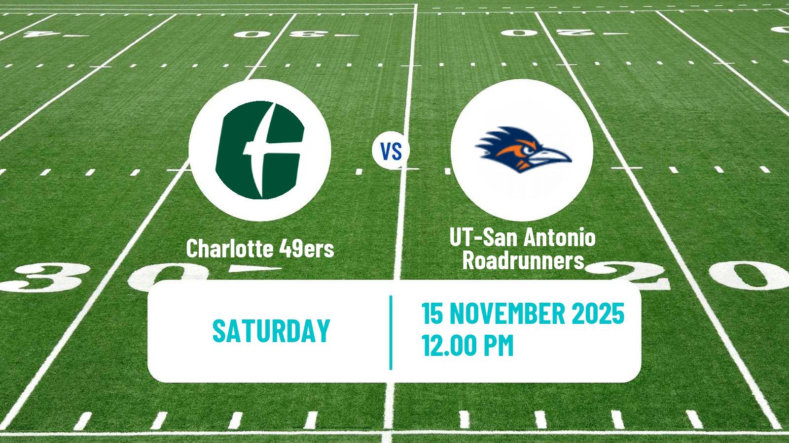 American football NCAA College Football Charlotte 49ers - UT-San Antonio Roadrunners