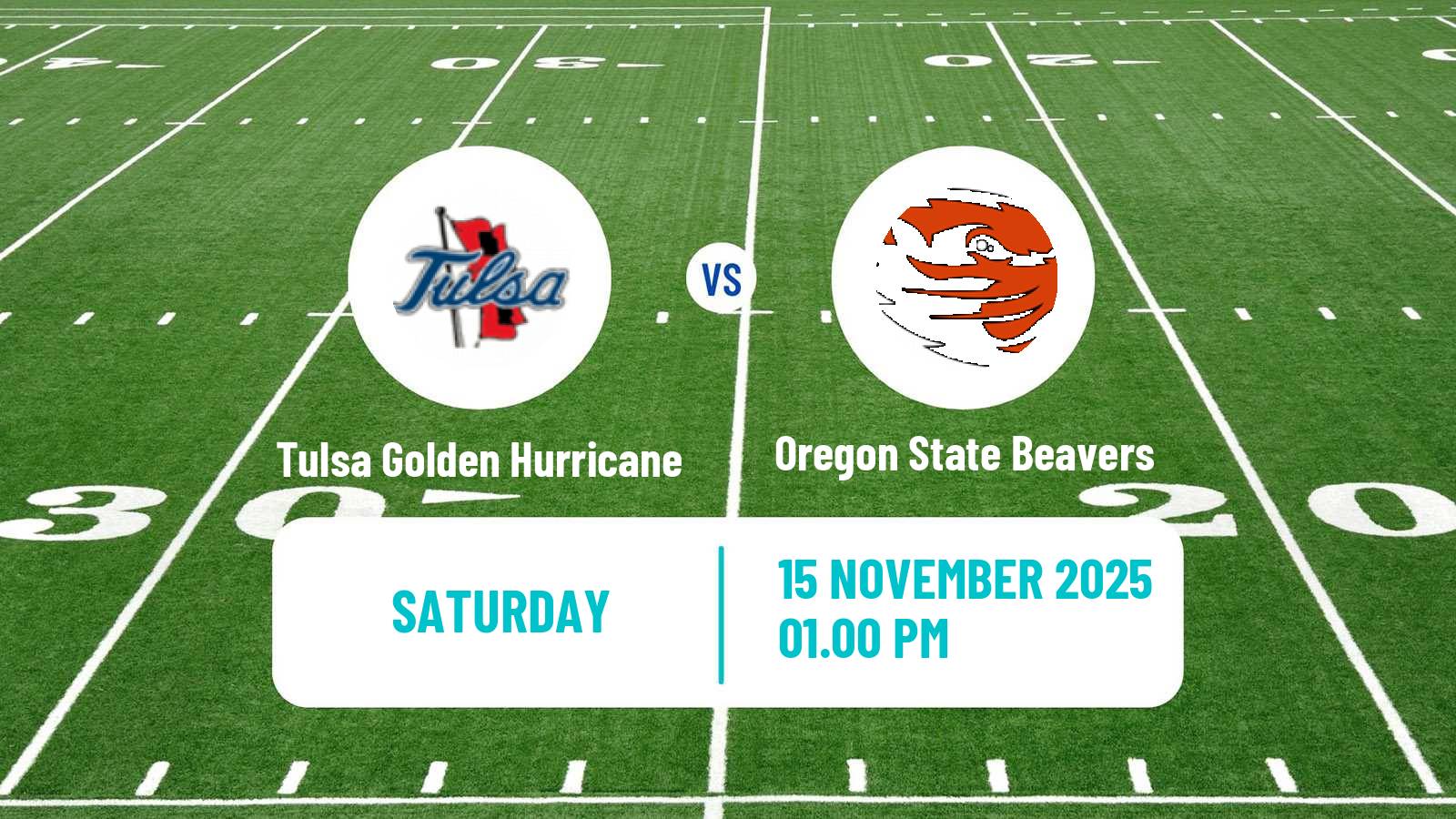 American football NCAA College Football Tulsa Golden Hurricane - Oregon State Beavers
