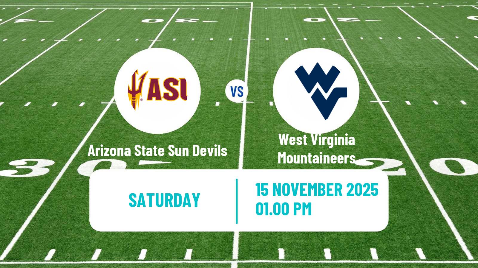 American football NCAA College Football Arizona State Sun Devils - West Virginia Mountaineers
