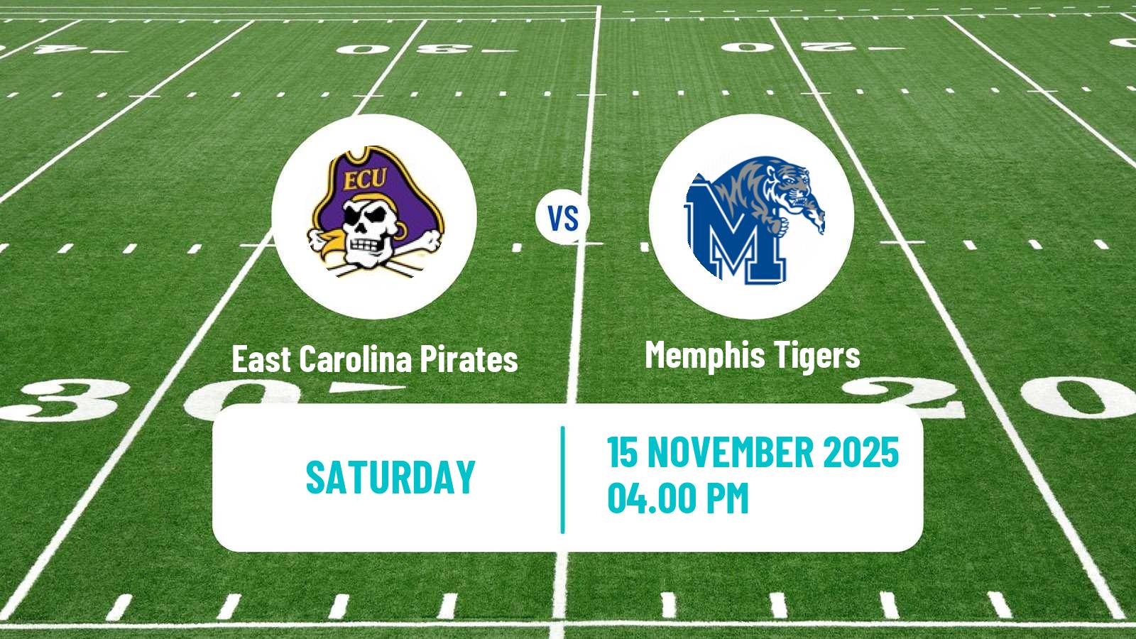 American football NCAA College Football East Carolina Pirates - Memphis Tigers