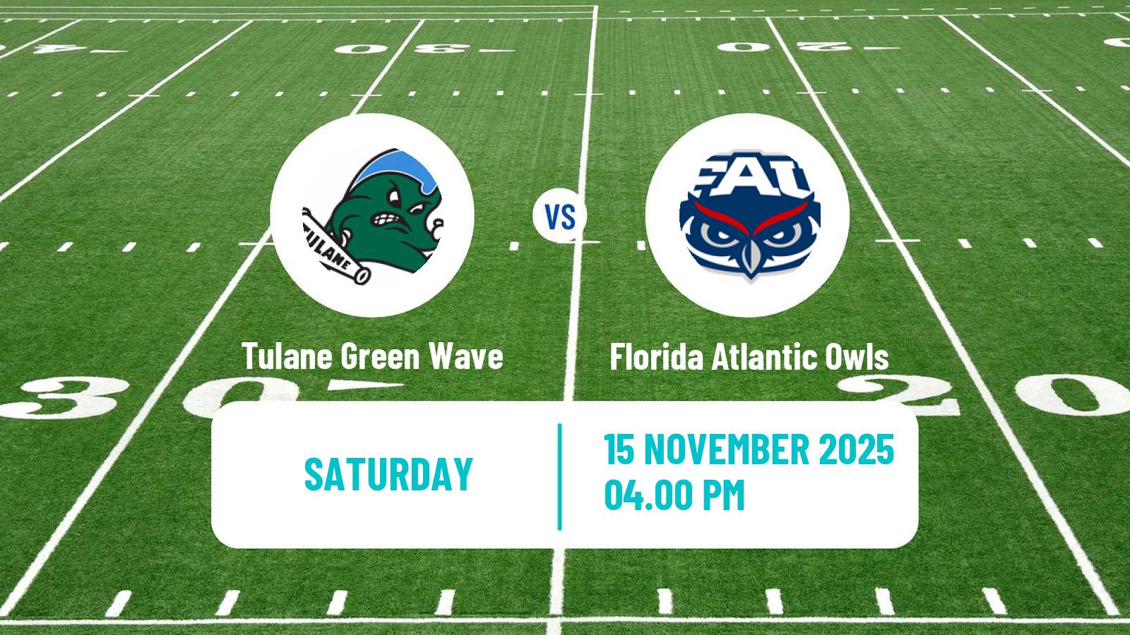 American football NCAA College Football Tulane Green Wave - Florida Atlantic Owls