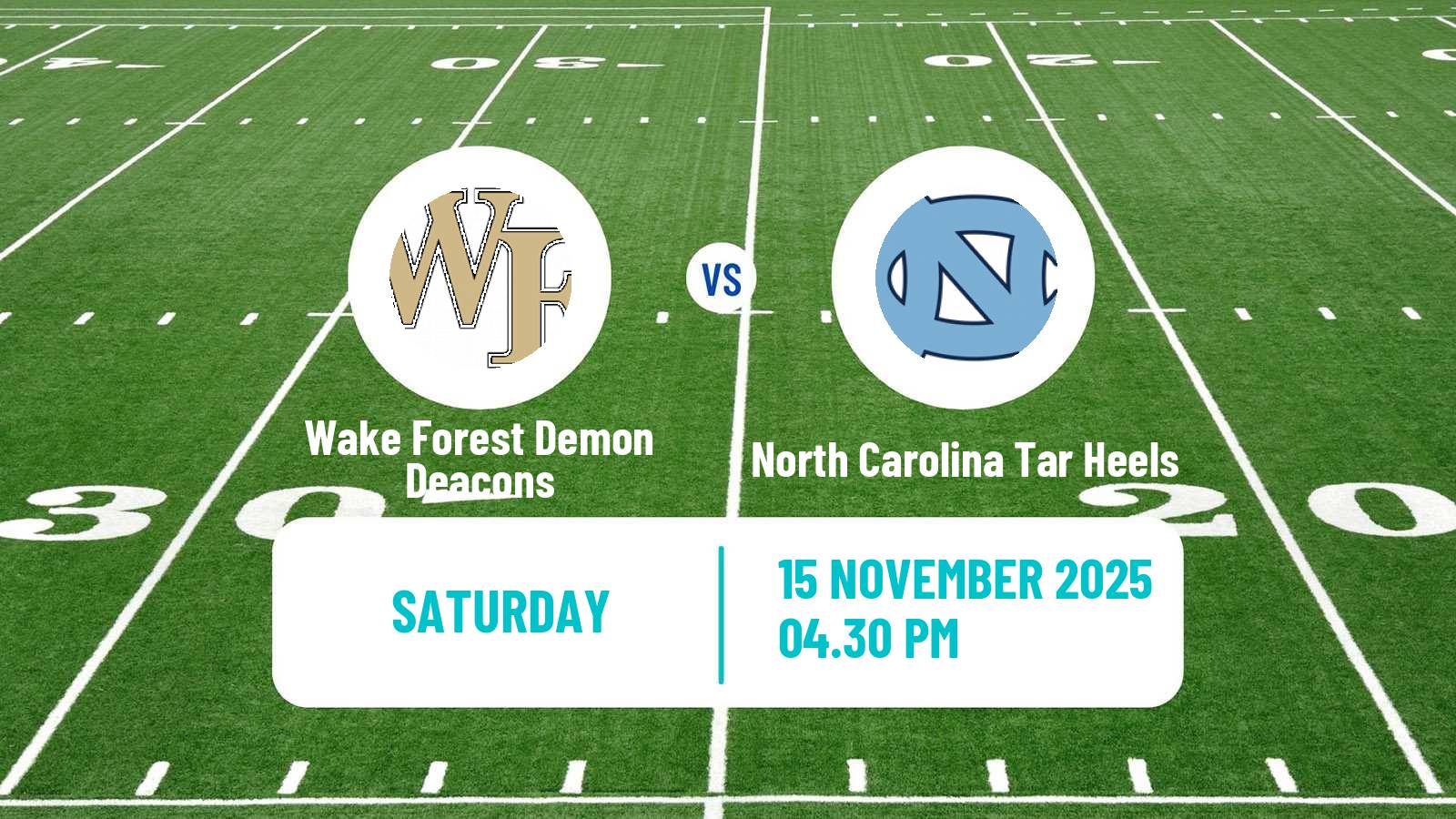 American football NCAA College Football Wake Forest Demon Deacons - North Carolina Tar Heels