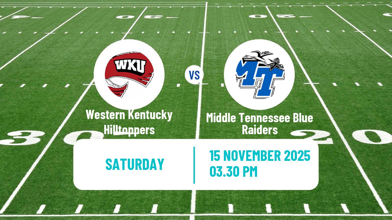 American football NCAA College Football Western Kentucky Hilltoppers - Middle Tennessee Blue Raiders
