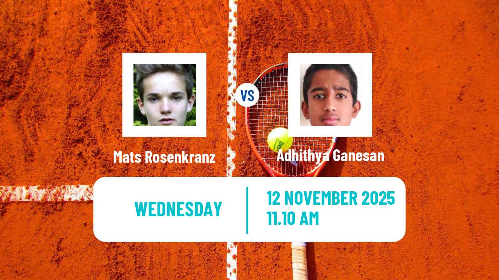 Tennis Champaign Challenger Men Mats Rosenkranz - Adhithya Ganesan