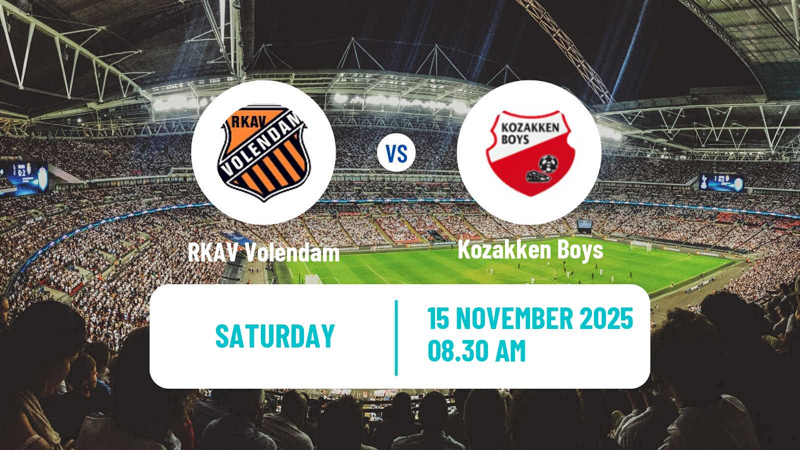 Football Dutch Tweede Divisie RKAV Volendam - Kozakken Boys