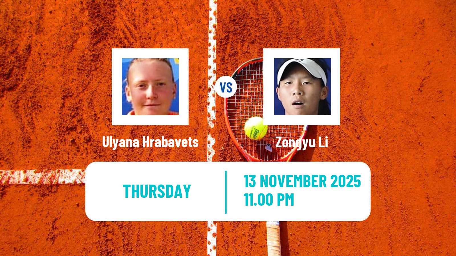 Tennis ITF W15 Hua Hin Women Ulyana Hrabavets - Zongyu Li