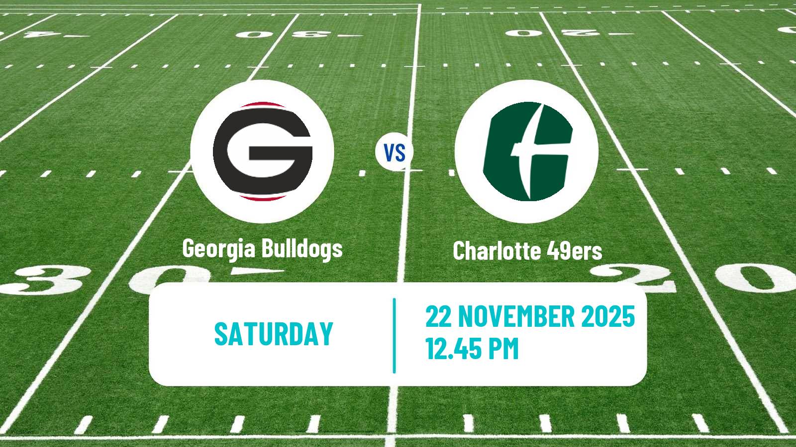 American football NCAA College Football Georgia Bulldogs - Charlotte 49ers