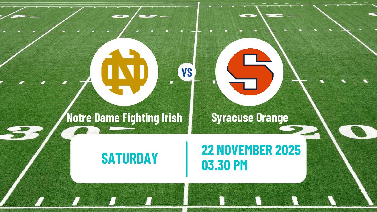 American football NCAA College Football Notre Dame Fighting Irish - Syracuse Orange