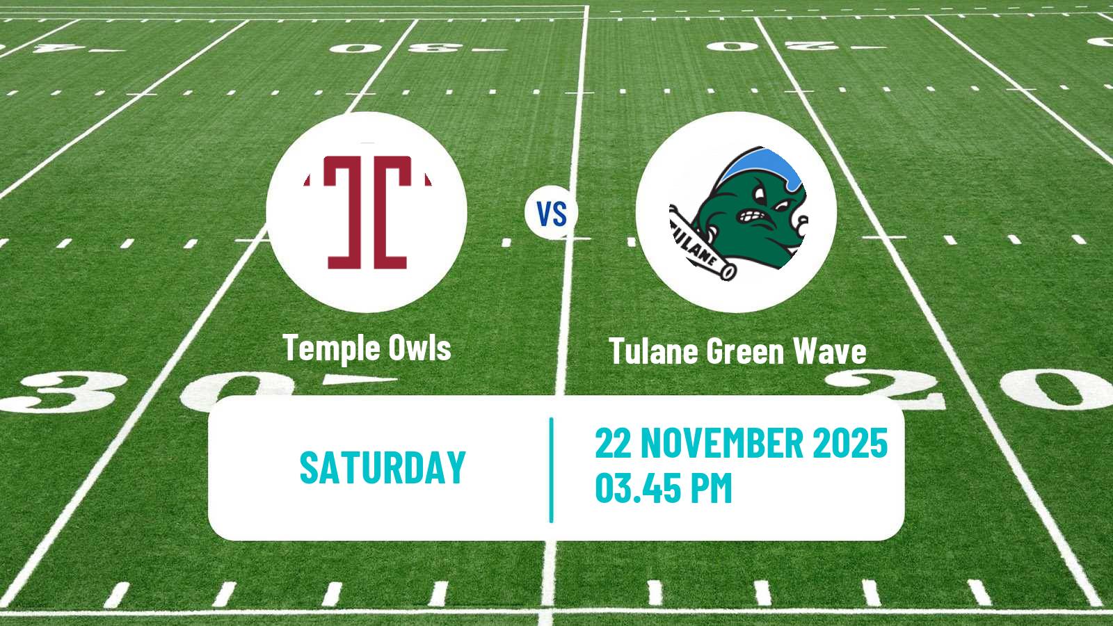 American football NCAA College Football Temple Owls - Tulane Green Wave