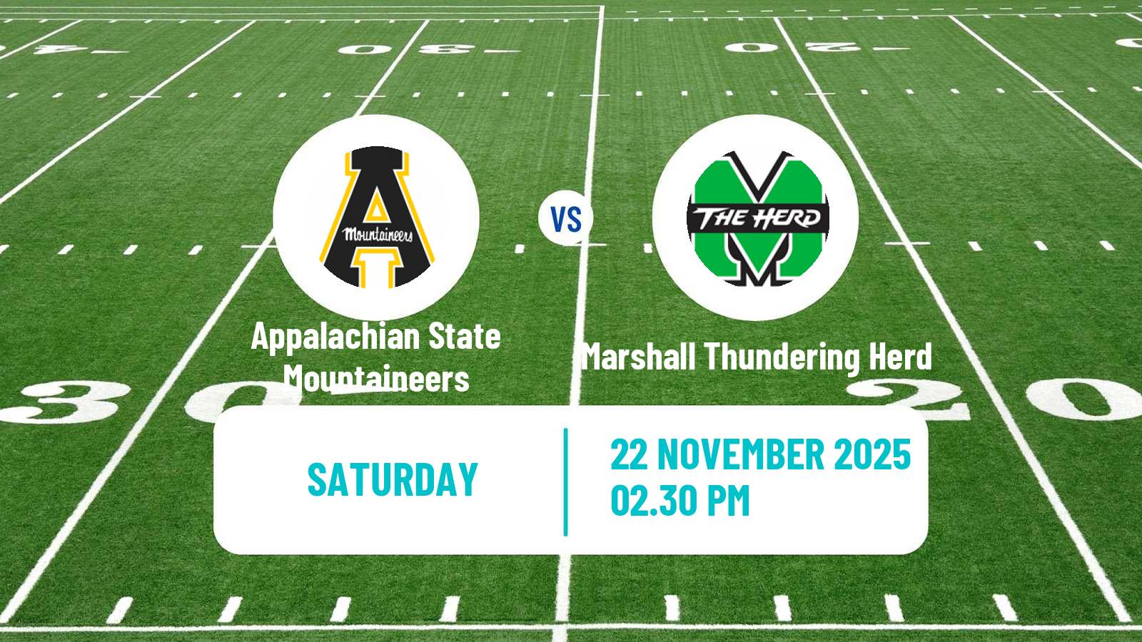 American football NCAA College Football Appalachian State Mountaineers - Marshall Thundering Herd