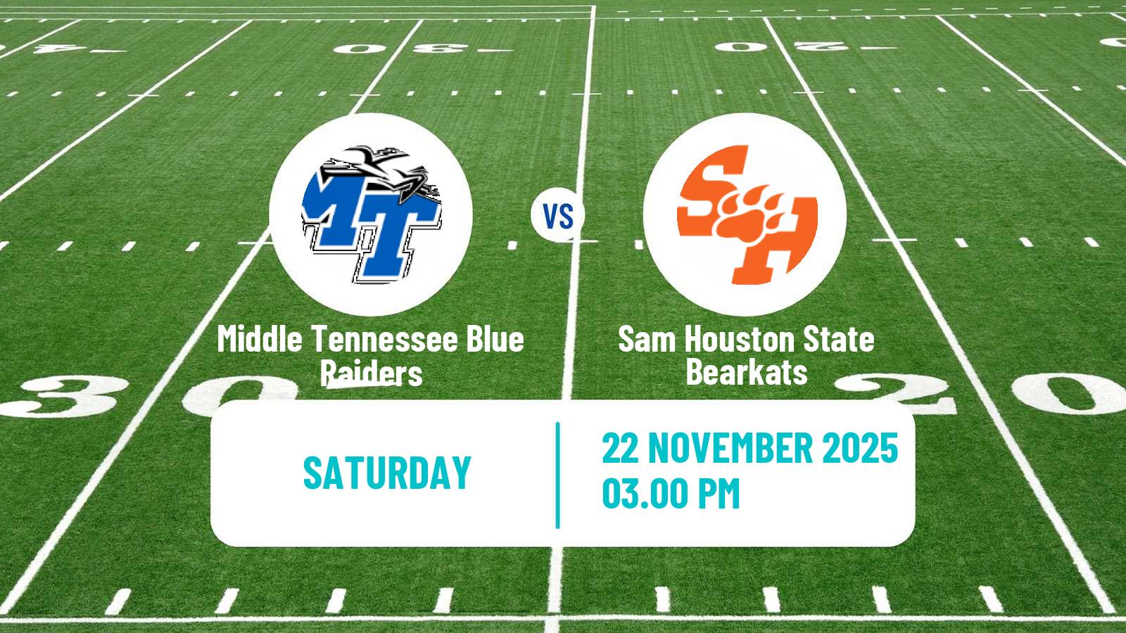 American football NCAA College Football Middle Tennessee Blue Raiders - Sam Houston State Bearkats