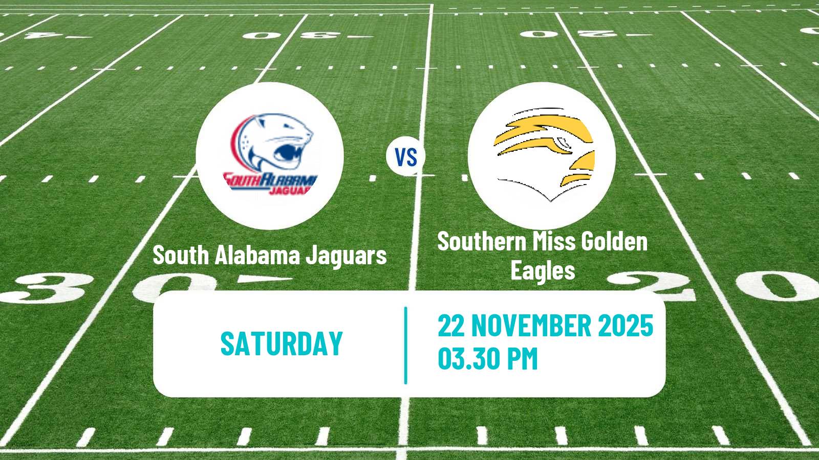 American football NCAA College Football South Alabama Jaguars - Southern Miss Golden Eagles