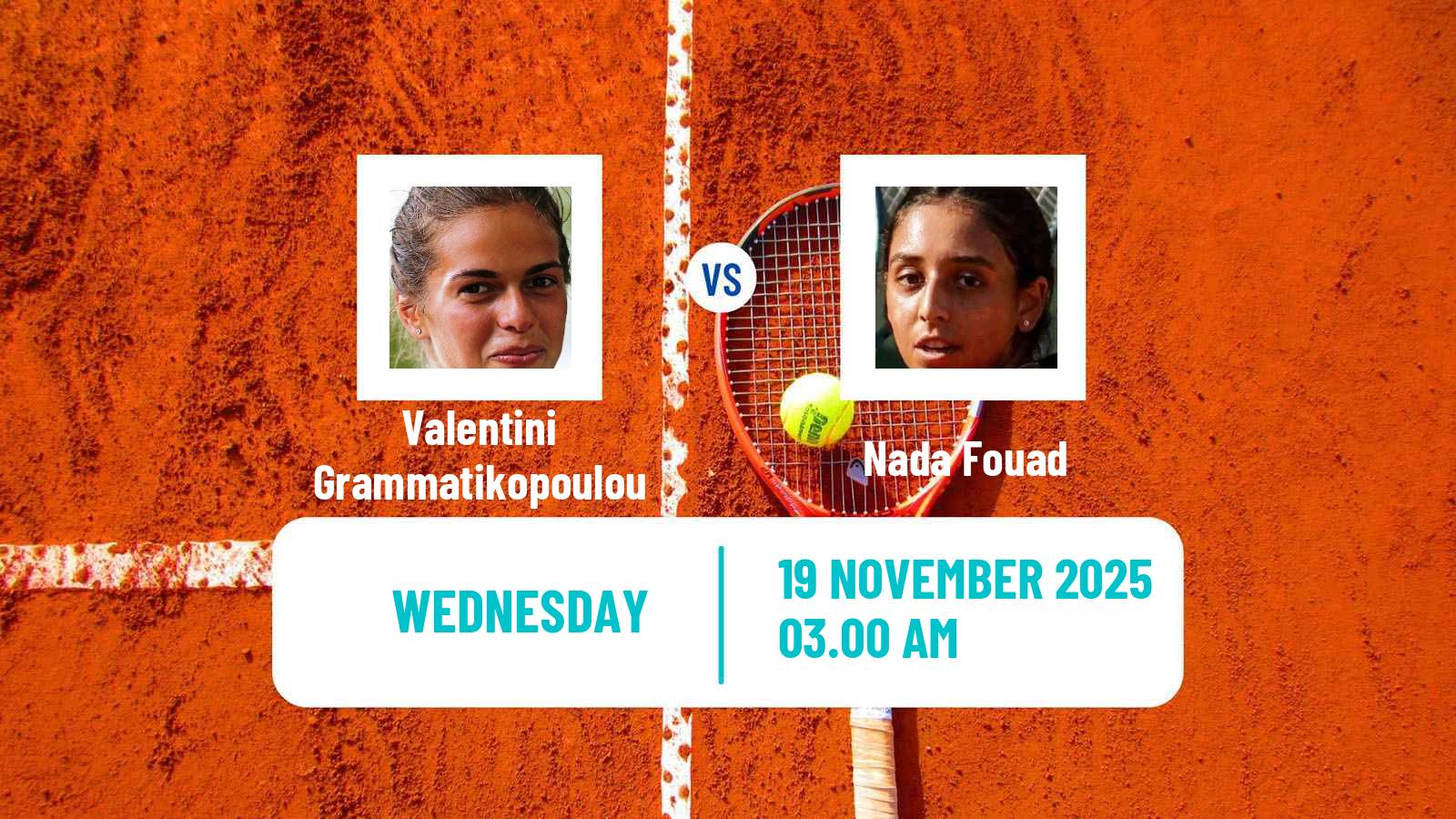 Tennis ITF W15 Sharm Elsheikh 20 Women Valentini Grammatikopoulou - Nada Fouad