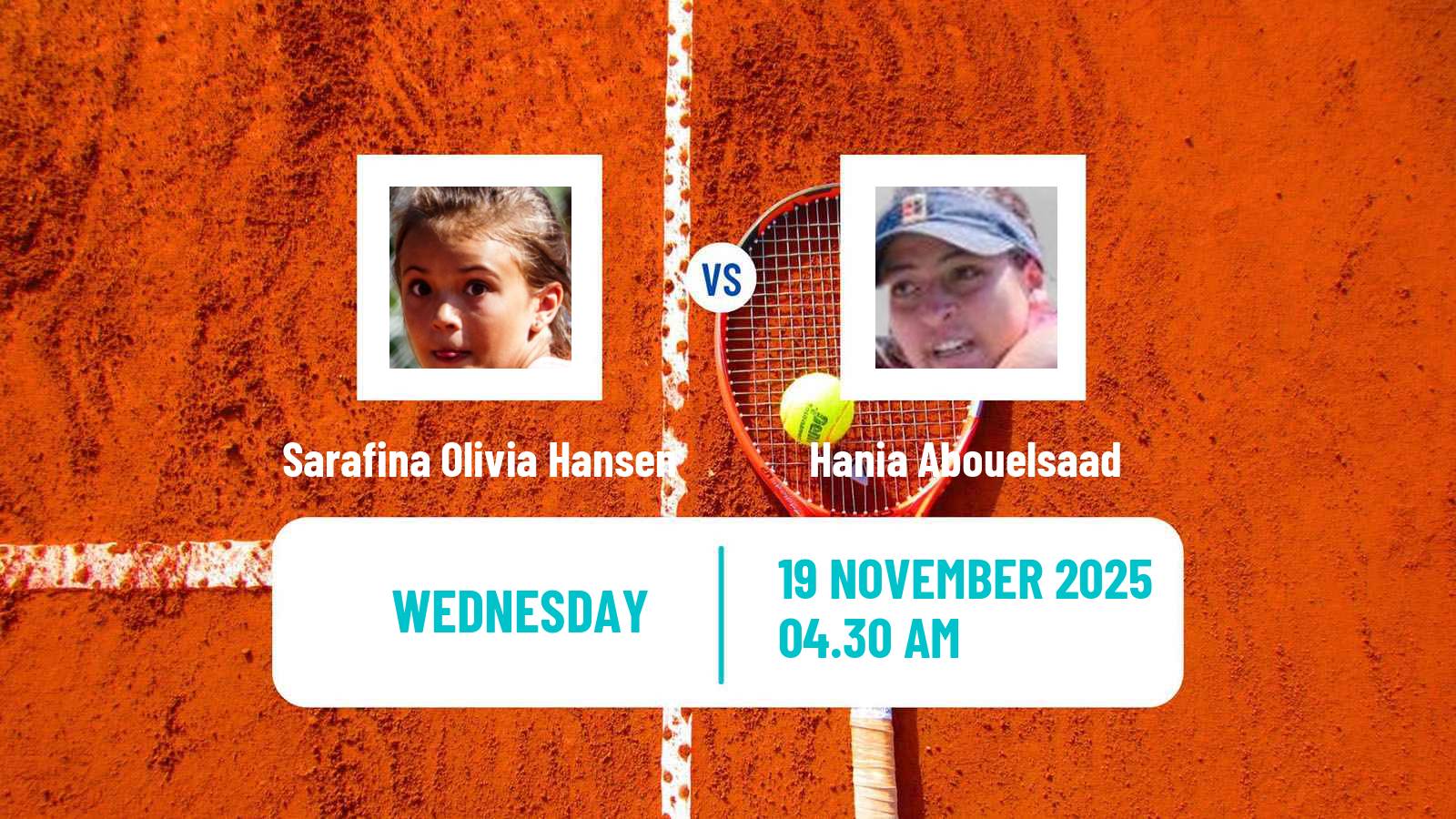 Tennis ITF W15 Sharm Elsheikh 20 Women Sarafina Olivia Hansen - Hania Abouelsaad