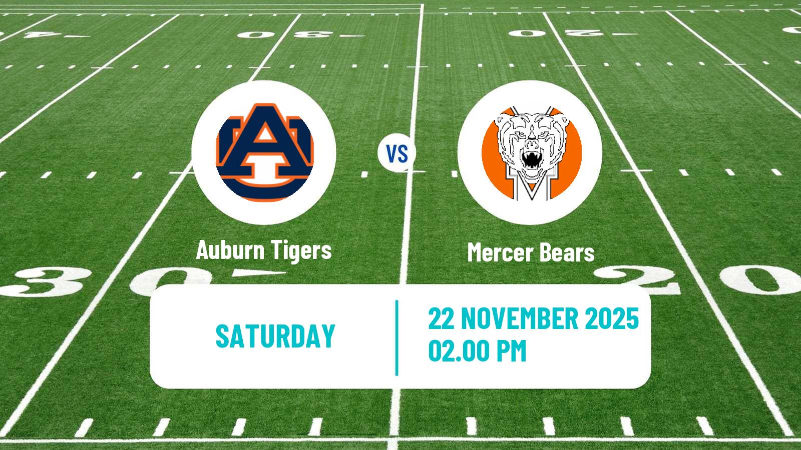American football NCAA College Football Auburn Tigers - Mercer Bears