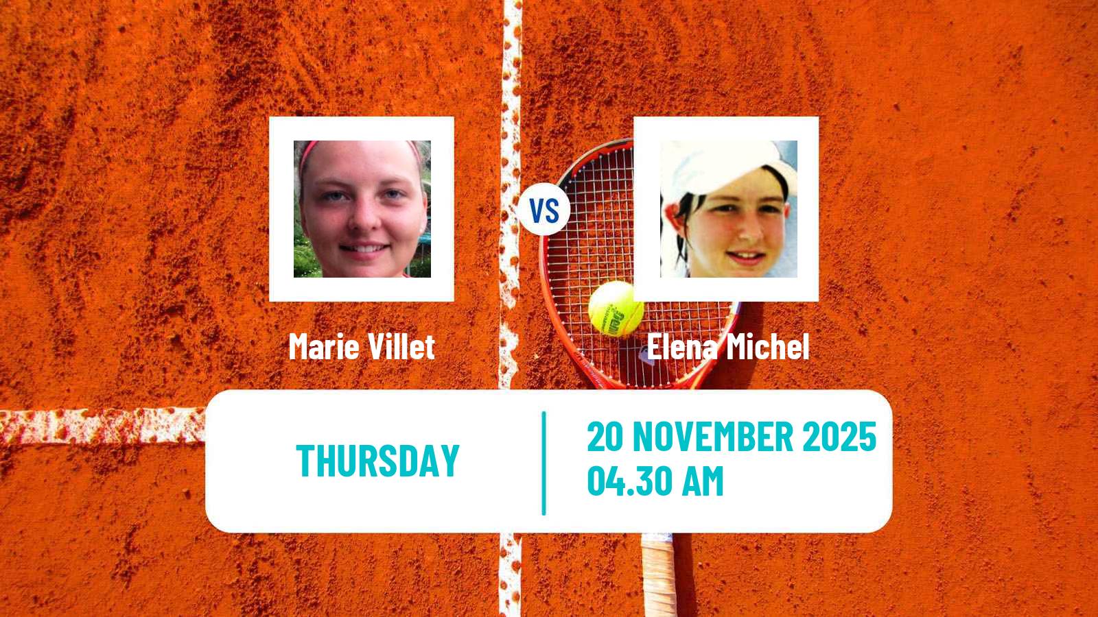 Tennis ITF Women Singles W15 Monastir 40 Marie Villet - Elena Michel