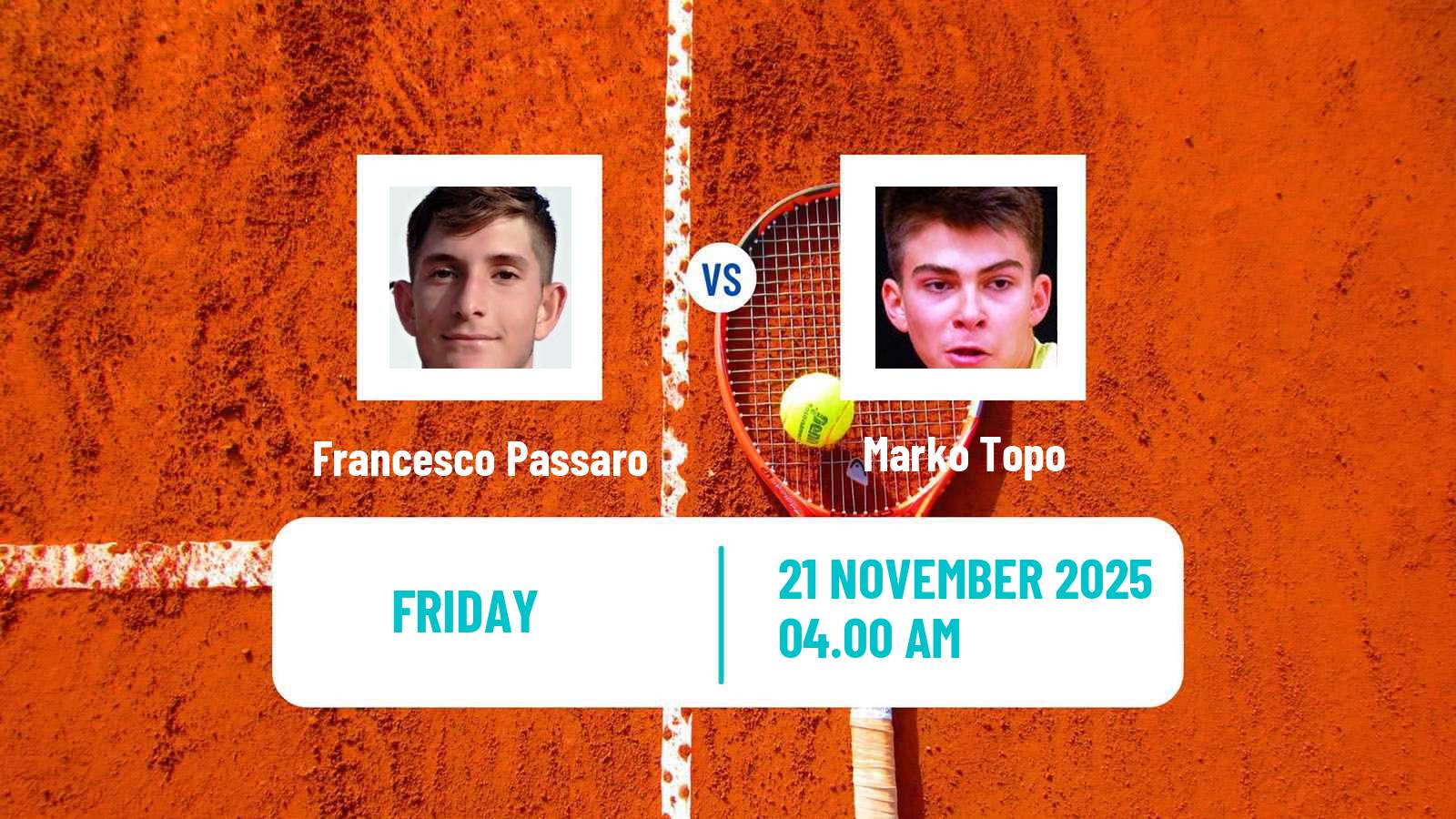 Tennis Challenger Men Singles Bergamo Francesco Passaro - Marko Topo